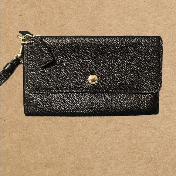 Coach Handbags - Coach Triple Small Leather Wristlet in Black.